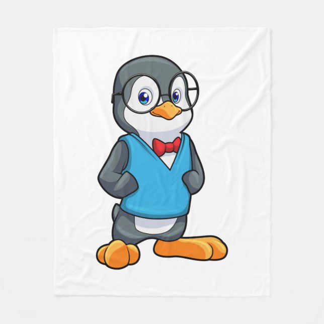 Couverture Polaire Pingouin Nerd avec lunettes (Devant)
