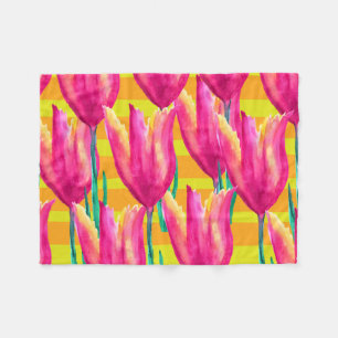 Couverture Polaire Pinik Tulips motif Blanche polaire