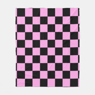 Couverture Polaire Pink and Black Checkered Square Pattern