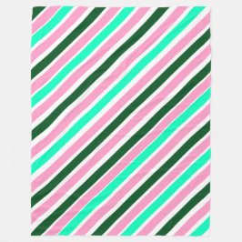 Couverture Polaire Pink and Green Christmas Candy Stripes 