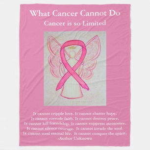 Couverture Polaire Pink Awareness Ribbon Angel Cancer Chemo Blanche