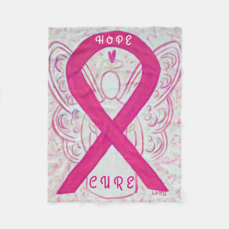 Couverture Polaire Pink Awareness Ribbon Angel Cancer du sein Blanche