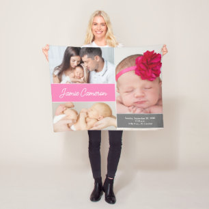 Couverture Polaire Pink Baby Girl Name Date de naissance stat photos 