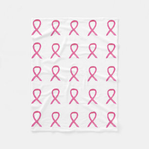 Couverture Polaire Pink Breast Cancer Awareness Ruban Fleece Blanche