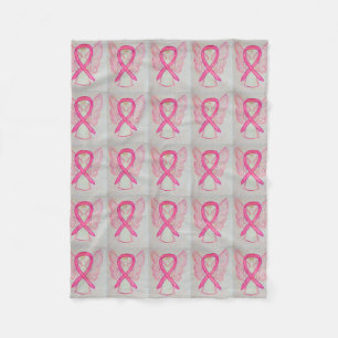Couverture Polaire Pink Breast Cancer Awareness Ruban Fleece Blanche