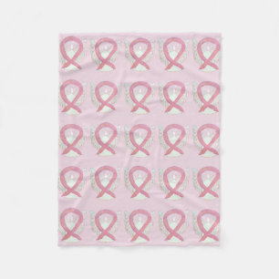 Couverture Polaire Pink Breast Cancer Awareness Ruban Fleece Blanche