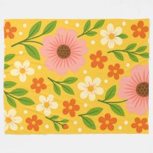 Pink, cream & Orange Flowers with Green Leaves