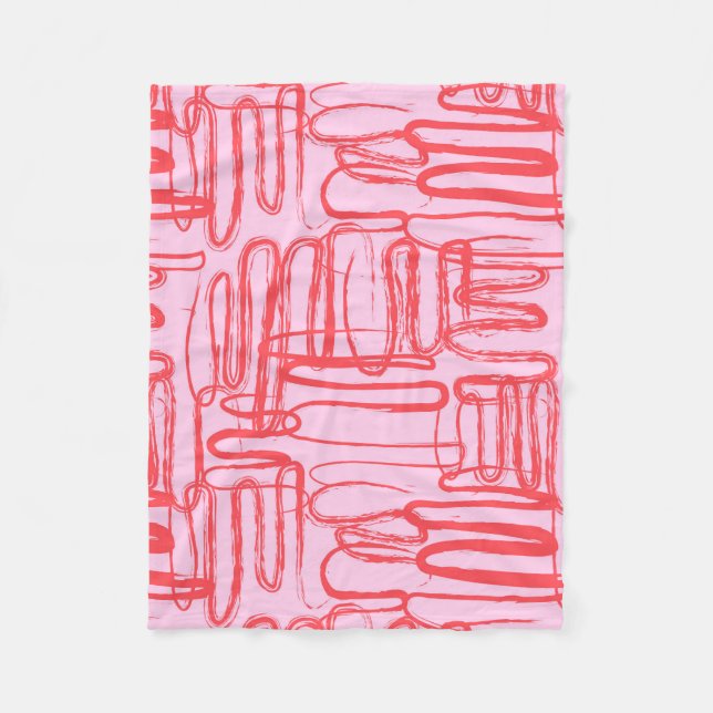 Couverture Polaire Pink Curve Wavy Squiggle Abstract Modern (Devant)