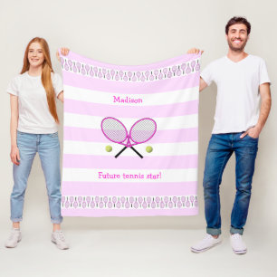 Couverture Polaire Pink future star de tennis personnalisé rayé