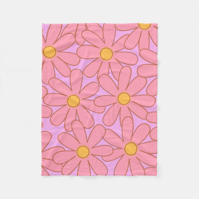 Couverture Polaire Pink Jaune Tropical Floral Botanique Été (Devant)