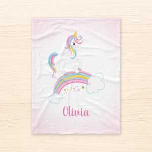 Couverture Polaire Pink Magical Rainbow Unicorn Personalized