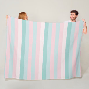 Couverture Polaire Pink Mint Green Stripes Moderne Modèle décoratif