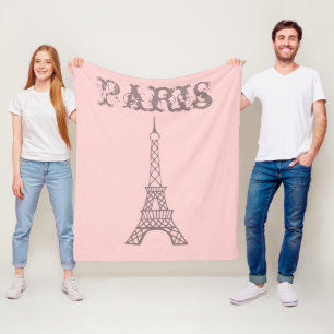 Couverture Polaire Pink Paris Eiffel Tour Blanket Cadeau