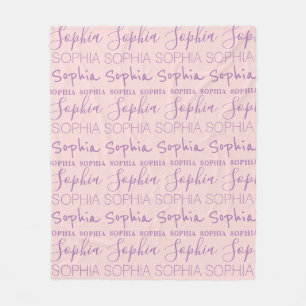 Couverture Polaire Pink Purple Girls Nom Personnalisé