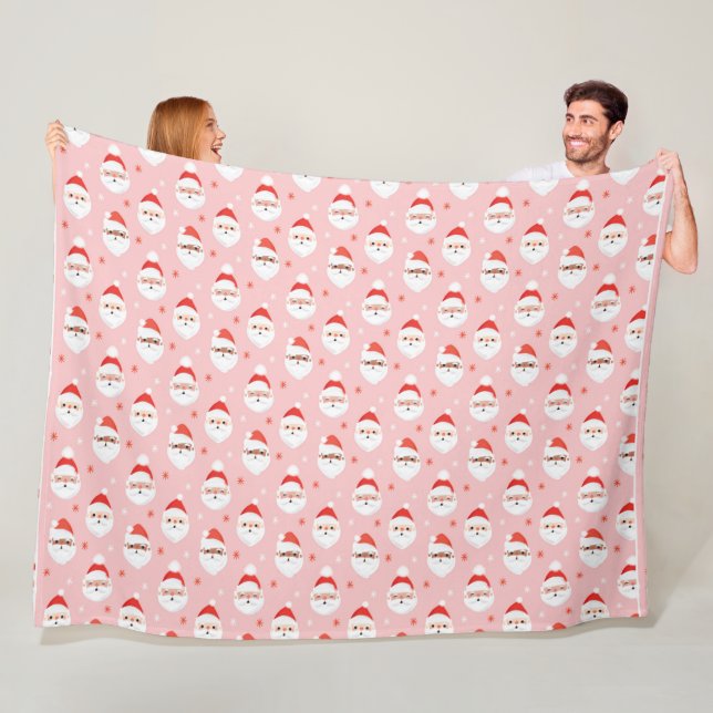 Couverture Polaire Pink Retro Santa Clause Wrapper Papier (En situation)
