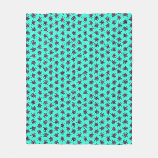Couverture Polaire Pink Sea Urchins Aquamarine Fleece Blanche (Devant)