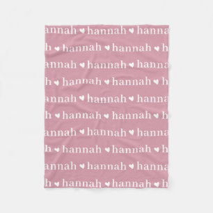 Couverture Polaire Pink Simple Personnalisé Nom Répétant Bébé Fille