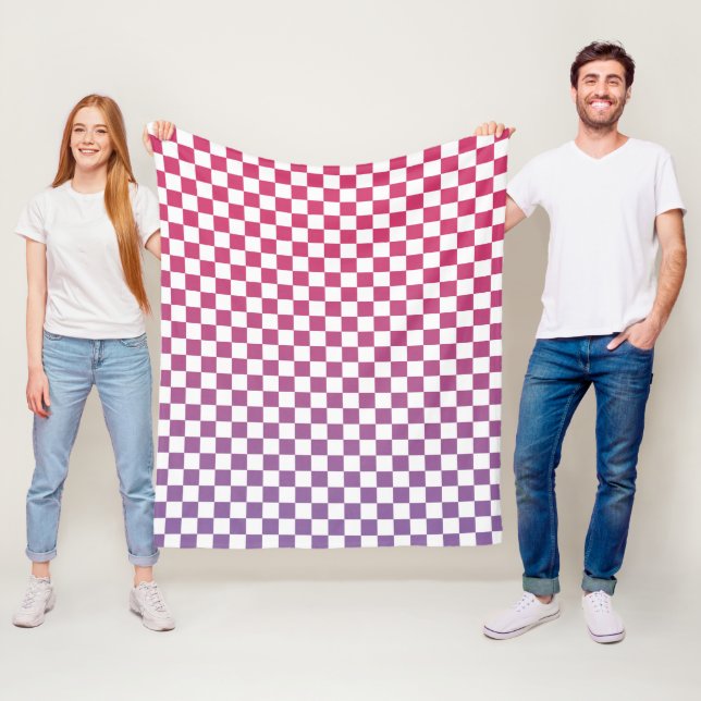 Couverture Polaire Pink to Purple À damiers Motif (En situation)