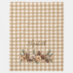 Couverture Polaire Pins de automne rustique cônes Brown En vichy pers