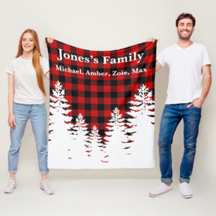 Couverture Polaire Pins plaid classique roux de buffle rouge rouge