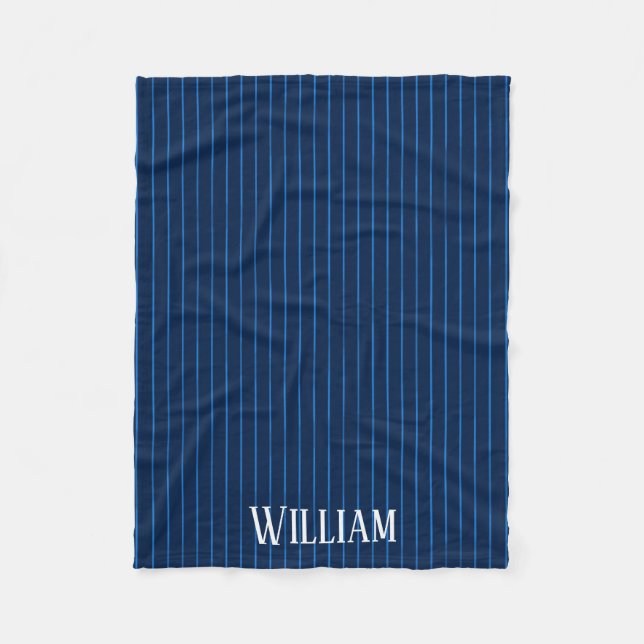 Couverture Polaire Pinstripes bleu marine personnalisées (Devant)