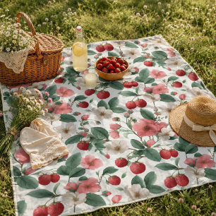 Couverture Polaire Pique-Nique Estival Floral Baies Familiales