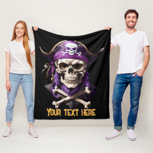 Couverture Polaire Pirate pourpre effrayante crâne et os croisés