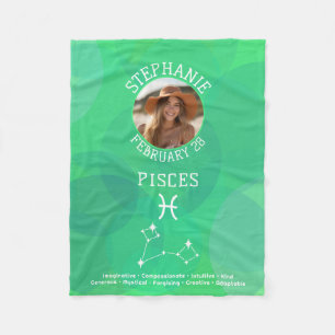 Couverture Polaire Pisces Zodiac Astrologie Photo Personnalisée Date 