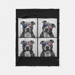 Couverture Polaire Pitbull 4 juillet Drapeau américain chien Pittie