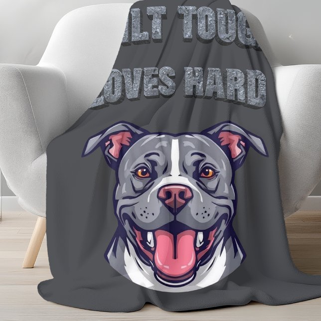 Couverture Polaire Pitbull Built Tough Loves Hard | Bully Dog Lover (Créateur téléchargé)
