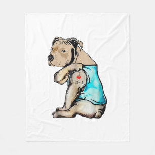 Couverture Polaire Pitbull Chien I Love Papa Tattoo drôle Famille