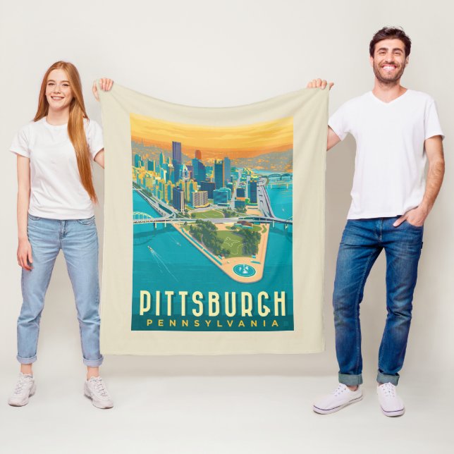 Couverture Polaire Pittsburgh, PA | Vue oeil d'oiseau (En situation)