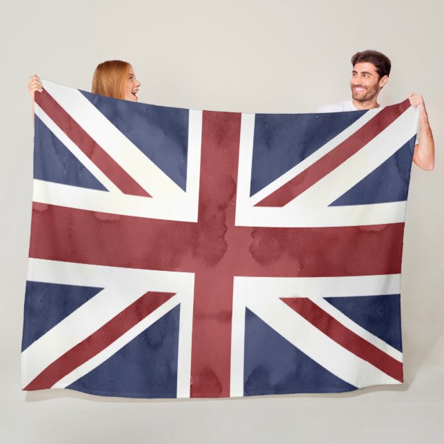 Couverture Polaire PixDezines Aquarelle Union Jack (En situation)
