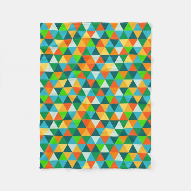 Couverture Polaire PixDezines forêt géométrique vert/orange/turquoise (Devant)