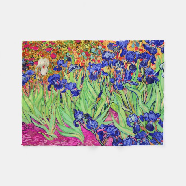 Couverture Polaire PixDezines van gogh/iris pourpres/st. remy (Devant (Horizontal))