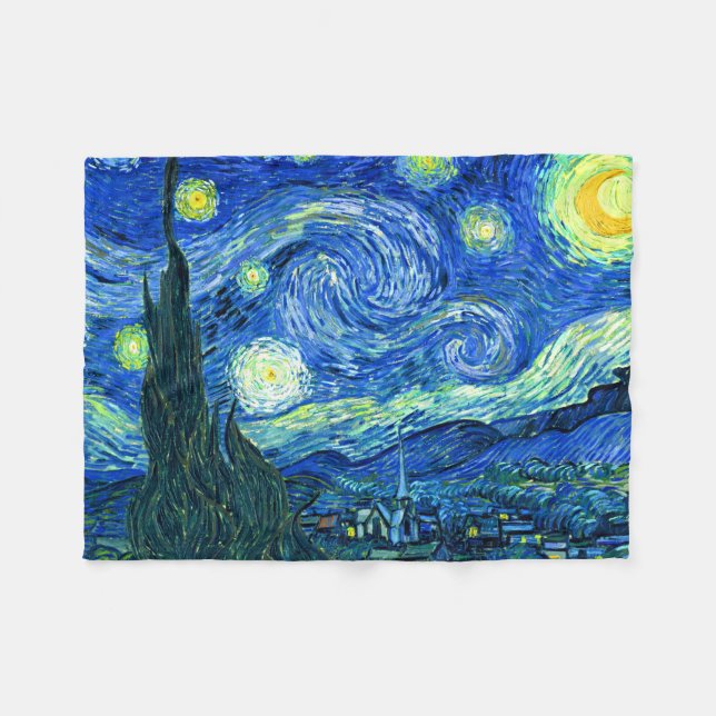 Couverture Polaire PixDezines van gogh/nuit étoilée (Devant (Horizontal))
