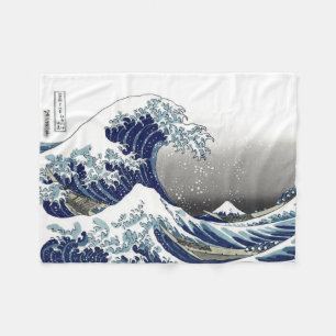 Couverture Polaire PixDezines Vintage, grande vague, Hokusai 葛 飾 北 斎