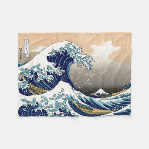 Couverture Polaire PixDezines Vintage, grande vague, Hokusai 葛 飾 北 斎