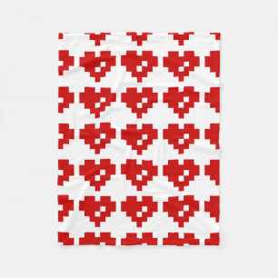 Couverture Polaire Pixel Coeur 8 bits Amour