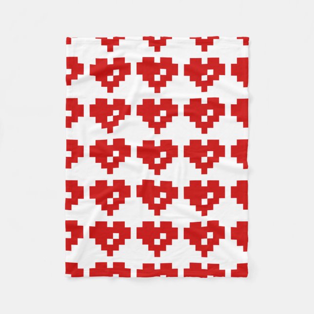 Couverture Polaire Pixel Coeur 8 bits Amour (Devant)