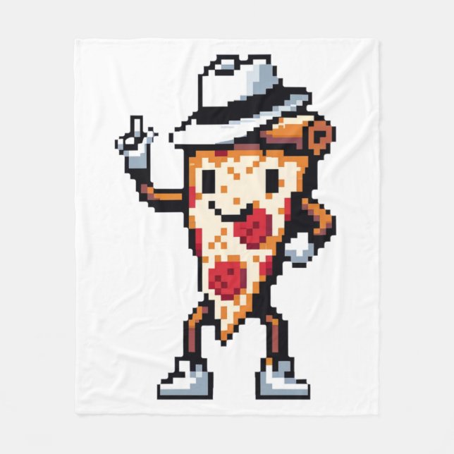 Couverture Polaire Pizza Slice Dansant - Pixel Drôle Art Conception a (Devant)