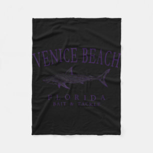 Couverture Polaire plage de Venise floride requin vintage art prune