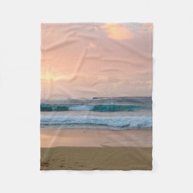 Couverture Polaire Plage et océan au coucher du soleil  (Devant)
