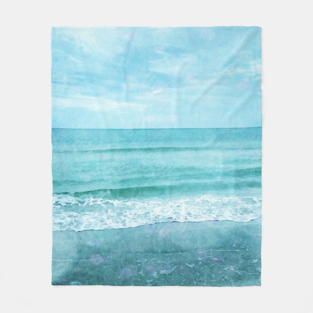 Couverture Polaire Plage Retro - Océan côtier Couleur d'eau bleue Tur (Devant)