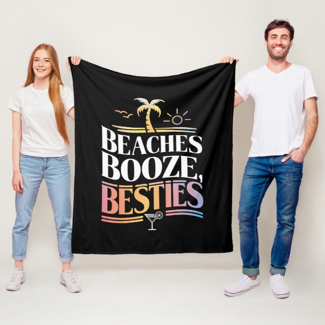 Couverture Polaire Plages Booze & Besties Coconut Tree été (En situation)