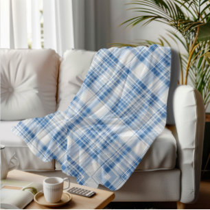 Couverture Polaire Plaid Bleu Cosy Tartan Classic À damiers Motif