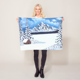 Couverture Polaire Plaid de laine à motif Scène hivernale merveilleus
