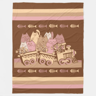Couverture Polaire Plaid de laine drôle de chat de train