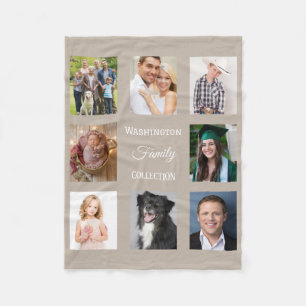 Couverture Polaire Plaid de molleton à monogramme avec photos de fami