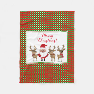 Couverture Polaire Plaid de Noël Joyeux Noël Santa Renne